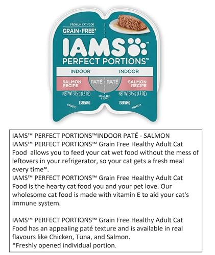Iams Perfect Portions Grain Free Pate Wet Cat Food Bundle Includes : 02 Salmon Recipe Indoor, 02 Turkey Recipe Indoor And 02 Chicken Healthy Adult. With A Mouse Toy #TOP3