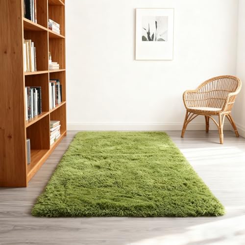 Tapis vert 180x370 cm antidérapant et lavable pour le salon