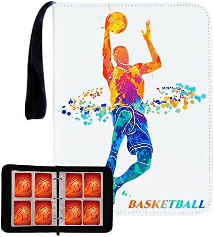 Basketball card binder with sleeves,basketball card binder, 4 Pocket basketball cards binder,sports card binder with sleeves holds 400 cards and has 50 removable sleeves(Various types available)