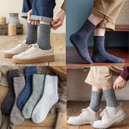 Image of VoJoPi Winter Thermal Socks for Women - 5 Pairs Thick Warm Ladies Cozy Wool Crew Boot Socks, US 5-10