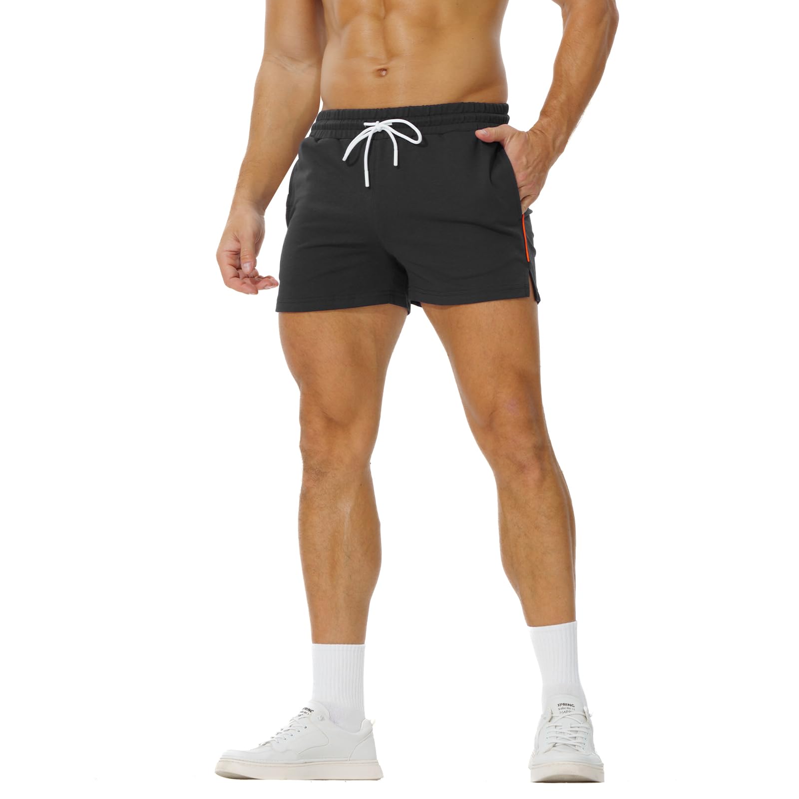 FIROTTII Mens Athletic Sweat Shorts 3 Inch Cotton Soft Casual with Pockets Gym Workout Running Short