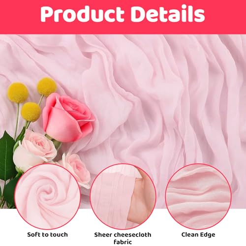 pink table cloth, Pink Table Runner for Weddings & Events, 90x300cm Long Gauze Boho, For Fall Autumn Decor Wedding Party Bridal Shower Birthday Table Decorations - Cosy Home Interiors pink table cloth, Pink Table Runner for Weddings & Events, 90x300cm Long Gauze Boho, For Fall Autumn Decor Wedding Party Bridal Shower Birthday Table Decorations - Image 3