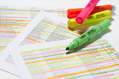 Bic Brite Liner Highlighter With Rubber Grip, Chisel Tip, Assorted, Pack Of 4 - Blmgp41-A-Ast #TOP5