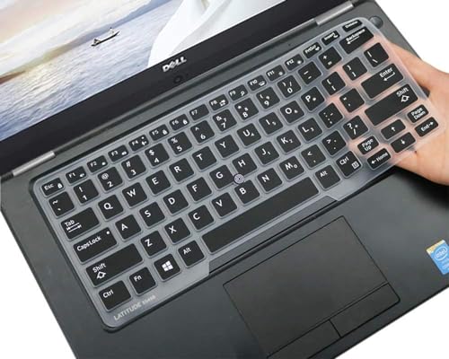 Image of OJOS Keyboard Cover for Dell Latitude 5480 5490 5491 7490 14 inch Laptop, Dell 3340 E3340 E5490 E5491 E5450 E5470 E7450 E7470 7480 E7480 Keyboard Protective Skin with Point, Black