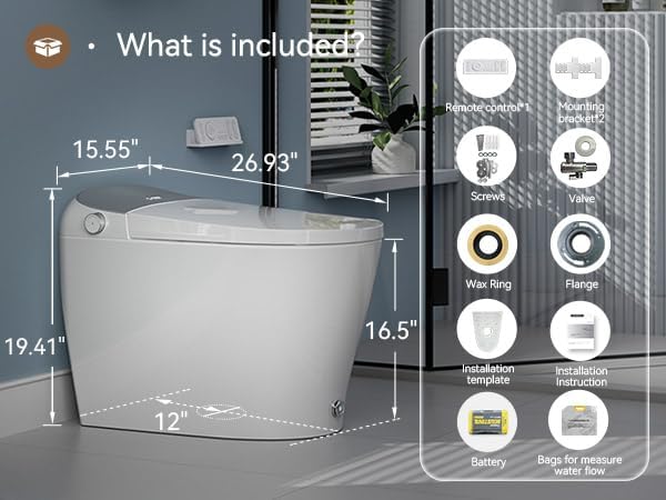 Miniatura 7 de Uncle Brown Inodoro inteligente de lujo con tapa de apertura y cierre automático, asiento de inodoro calentado, agua caliente instantánea y