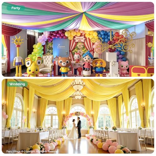 Party Village 10ftx40ft Yellow Ceiling Curtain for Wedding Parties by Party Village - Used condition - Image 5
