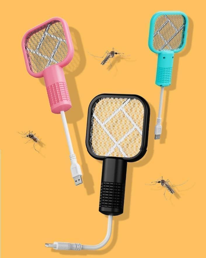 Image of Mini Mosquito Kill Bat & Lamp 2-in-1 | USB Rechargeable Electric Fly Swatter & Bug Zapper | Portable Mosquito Trap Light for Indoor & Outdoor Use (Pack of 1)