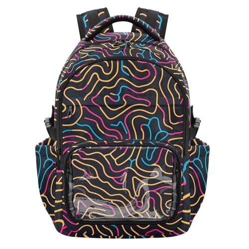 Mochila juvenil casual para festivales musicales y eventos deportivos con estampado de líneas