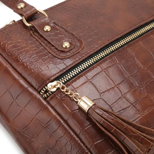 Image of AVERAA Women Handbag Combo Set (Medium + Mini) Croco Texture Faux Leather