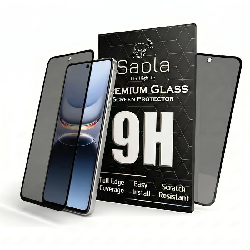 Image of Saola Ultra Privacy Tempered Glass For IQOO 13 5G (PACK OF 1) with Free Installation Kit. Full screen Coverage. Free Replacement If Received Damaged - 6.82 inch