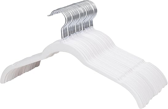 ManGotree 16.5 Velvet Shirt Hangers with 360 Swivel Hook 50 Pack White | Non-Slip Coat Clothes Hangers for Closet Space Saving Adult Suit Hangers for Tank Top, Shirts, Dress, Blouses, Light jacket