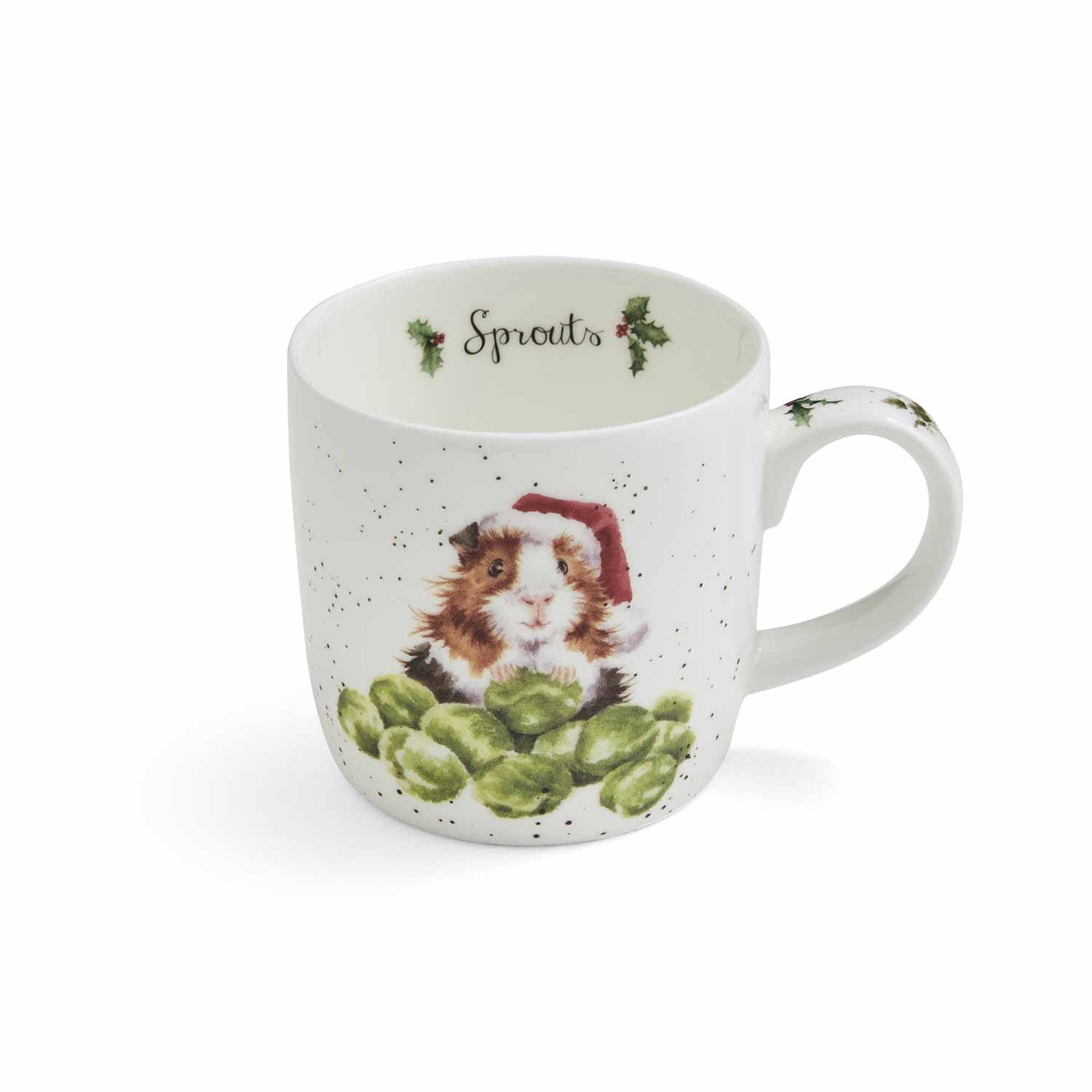 Wrendale Designs Sprouts (Guinea Pig) single mug, White, Brown, White, Pink - Image 2