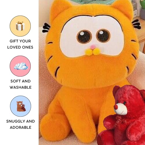 Image of Fusked Flufies Combo Valentines Teddy and Garfield Soft Toy - Soft and Washable Baby Toy - Toys for 1 Year Old Girl and Baby Boy - Kawaii Plushies Soft Toys for Home Decor