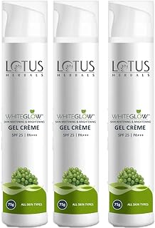 Lotus Herbals WhiteGlow Skin Whitening And Brightening Gel Cream| Hydrates, Removes Dark Spots And Tanning, Gives Radiant Glow | With Niacinamide | Face Cream For Men And Women| All Skin Types | 75g Pack of 3