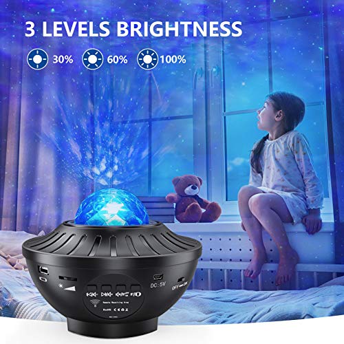 Star Projector Night Light , AIRIVO Ocean Wave Nebula Starry Projector, Galaxy Projector for Bedroom/Home Theatre/Party Bluetooth Adults Kids with Music Speaker, Voice & Remote Control - Thumbnail 3