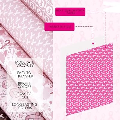 Tintnut Black Pink Ribbon Sublimation Ink Transfer Sheets - 12 Sheets 12x10Pink Ribbon Pattern Sublimation Transfer Paper Bundle for DIY Mugs, Tumblers, Key Chain, T-Shirts