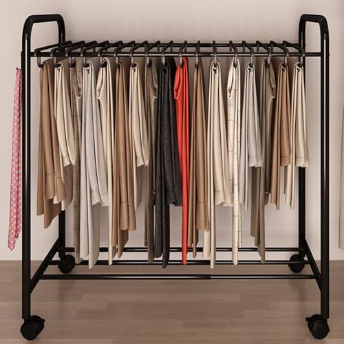 Porte-pantalons télescopique à roulettes noir présentoir multifonction
