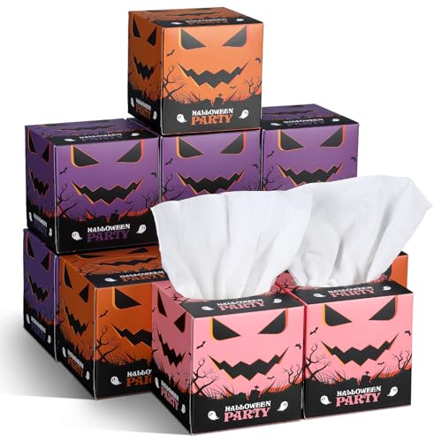 Image of Fourluoo 12 Pack Halloween Facial Tissues Cube Face Boxes 600 Sheets 3 Ply