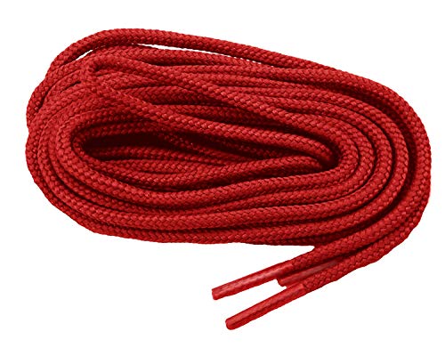 GREATLACES 2 pair pack round 45 Inch Fire Engine Red Heavy Duty 4mm thick boot laces shoelaces