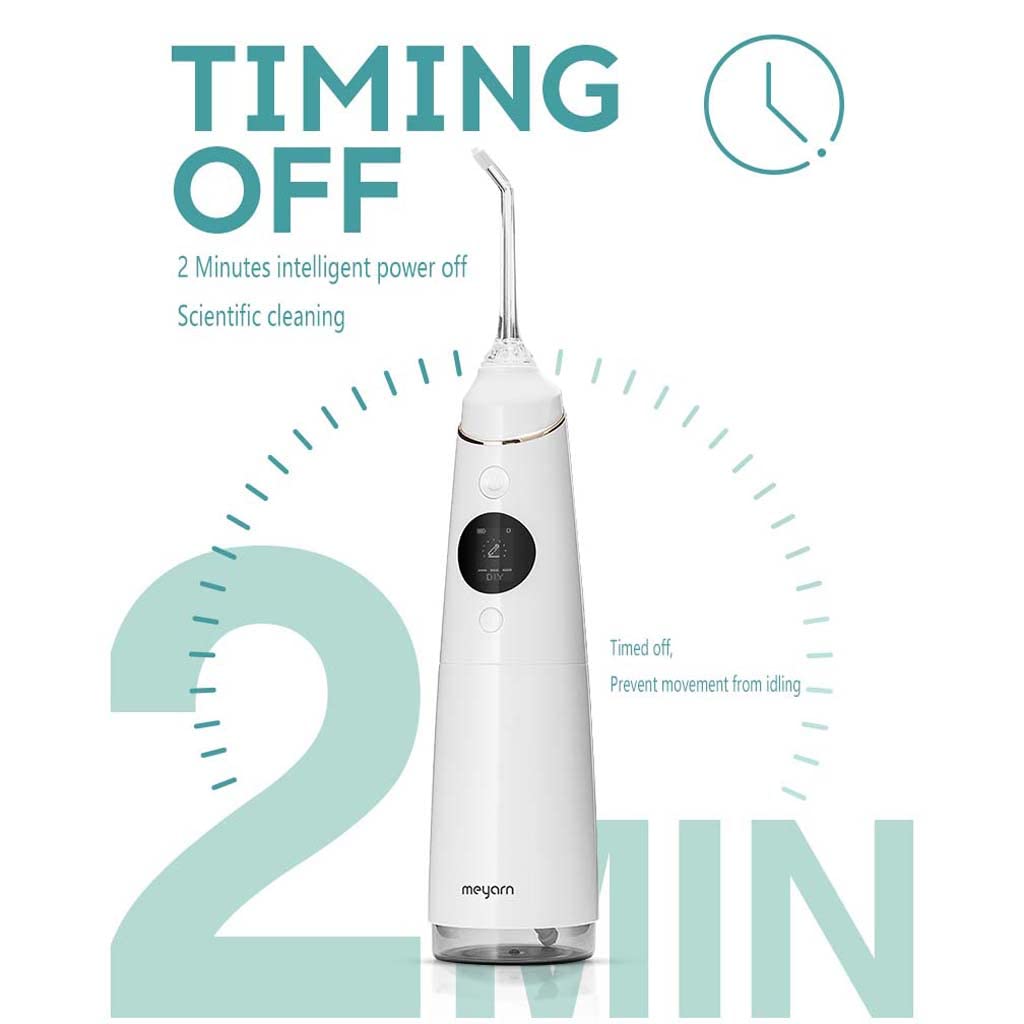 TJH Water Flosser Limpiador de Dientes inalámbrico con Pantalla OLED, IPx7 Resistente al Agua 360 ° Rotatorio Inalámbrico Irrigador Oral Dental 360ml, Limpieza Profunda, 5 Modos 5 boquillas