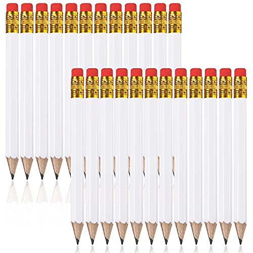Zonon 24 Pcs White Mini Golf Pencils with Erasers,#2 HB Pre-sharpened