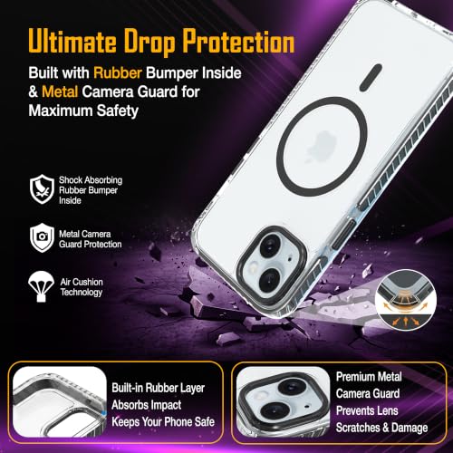 Image of Zapcase Crystal Clear Back case for iPhone 14 Plus | PC Back | TPU Bumper with Inner Rubber Grip | Metal Camera Guard Bezel | Metal Buttons | Scratch Resistant Cover | 2 Layer Edge Protection | Black