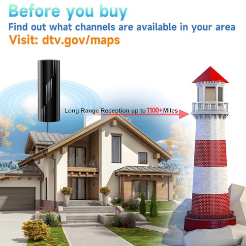 Pgofbuo 1100+ Miles Range Tv Antenna-Digital Antenna For Smart Tv Indoor With Amplifier And Signal Booster- Hd Antenna For Tv Indoor Outdoor For Local Channels-36Ft Coax Cable thumb #1
