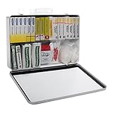 MFASCO Swimming Pool First Aid Kit - Waterproof Metal Box with Bloodborne Clean Up Supplies - Meets Michigan Pool Guidelines - Wall Mountable for Lifeguard Safety and Rescue - 14 x 10 x 2.5 inches