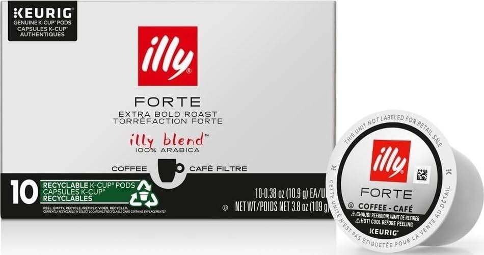 Image of Illy Forte K Cup Coffee Pod, Bold And Intense, Extra Dark Roast, Made With 100% Arabica Beans, All-Natural, No Preservatives, Made for Keurig Machines, 10 Count (Pack Of 1)