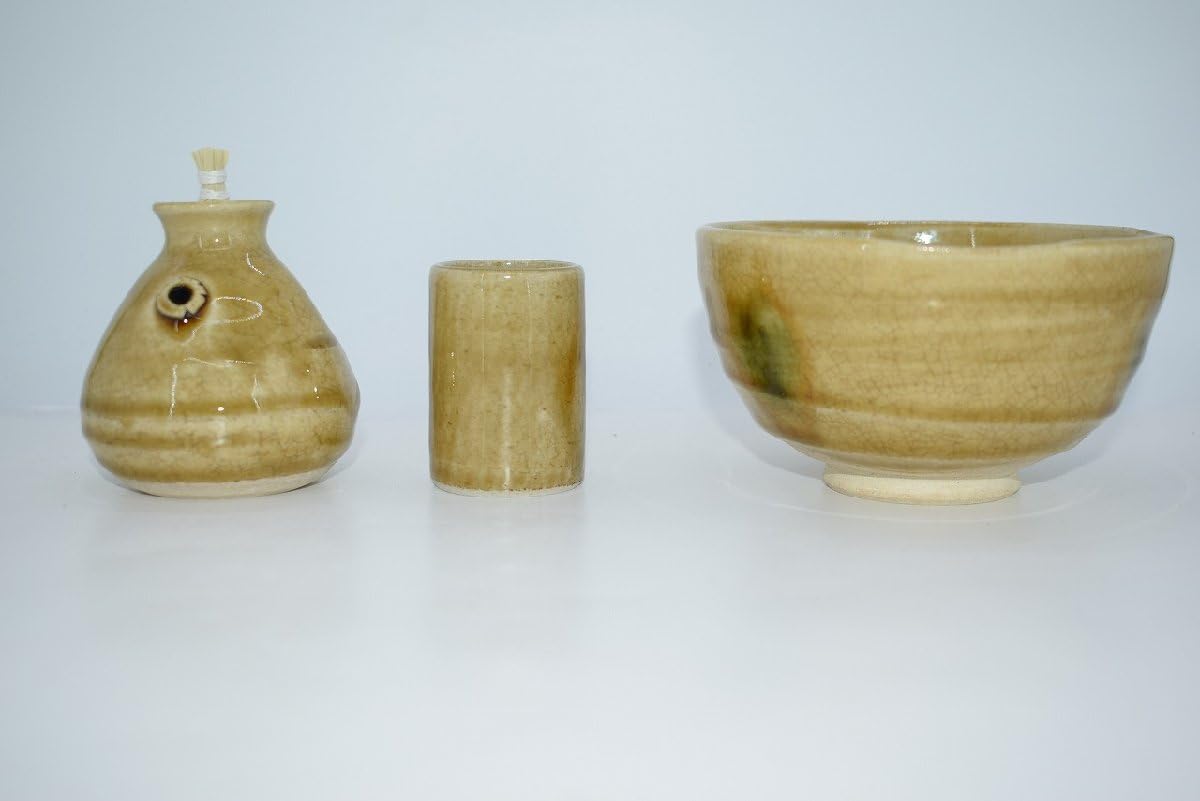Amazon.co.jp: 茶道具茶箱茶碗セット黄瀬戸長谷川六兵衛窯作茶箱3点
