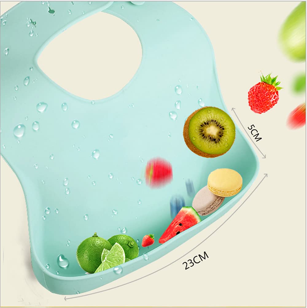 Bavaglino Silicone Impermeabile con Tasca Lavabile per Bambini 6 Mesi-6 Anni