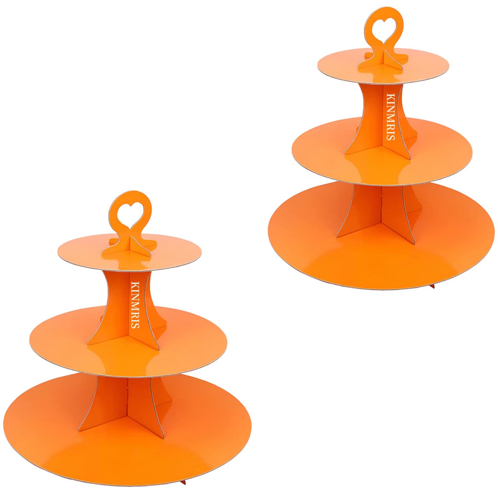 KINMRIS 2 Pack Cupcake Stand 3-Tier Rounded Edge Cake Stand, Cardboard Cake Stand, Birthday Party SUPPLIES TIER 3 Tier (J-Orange)