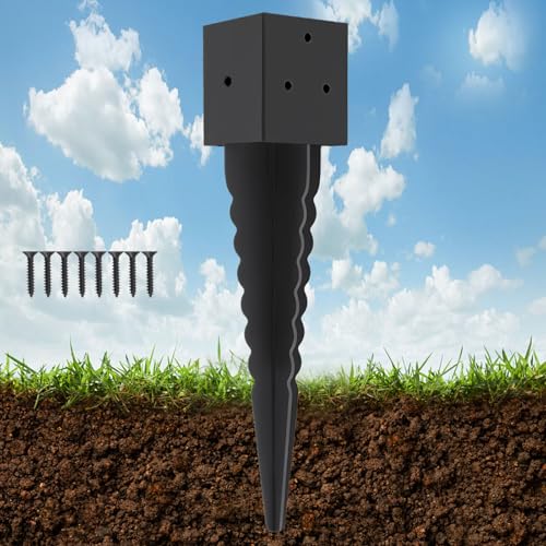 Image of 1 Pcs 16 inch 4x4 Fence Post Anchor Ground Spike (Actual:3.6 inchx3.6 inch), 4x4 Post Spike Black,Mailbox Post Anchor for Fences, Mailboxes,Pergolas,Patios,Birdhouses,Road Signs
