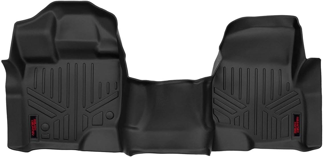 Rough Country Front Floor Mats for 2015-2023 Ford F-150 | Bench Seat - M-5115 Black