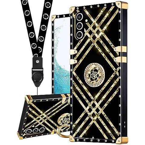 Shorogyt for Samsung Galaxy A54 5G Case for Women Girls Teens Designer Fashion Cute Cases with Ring Stand Holder and Lanyard Stylish Aesthetics Camellia Luxury Cover for Samsung A54 6.4 Inch Cover