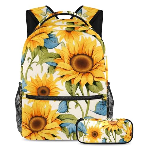 Ensemble sac à dos avec trousse tournesol pour éviter le mal de dos et tout ranger