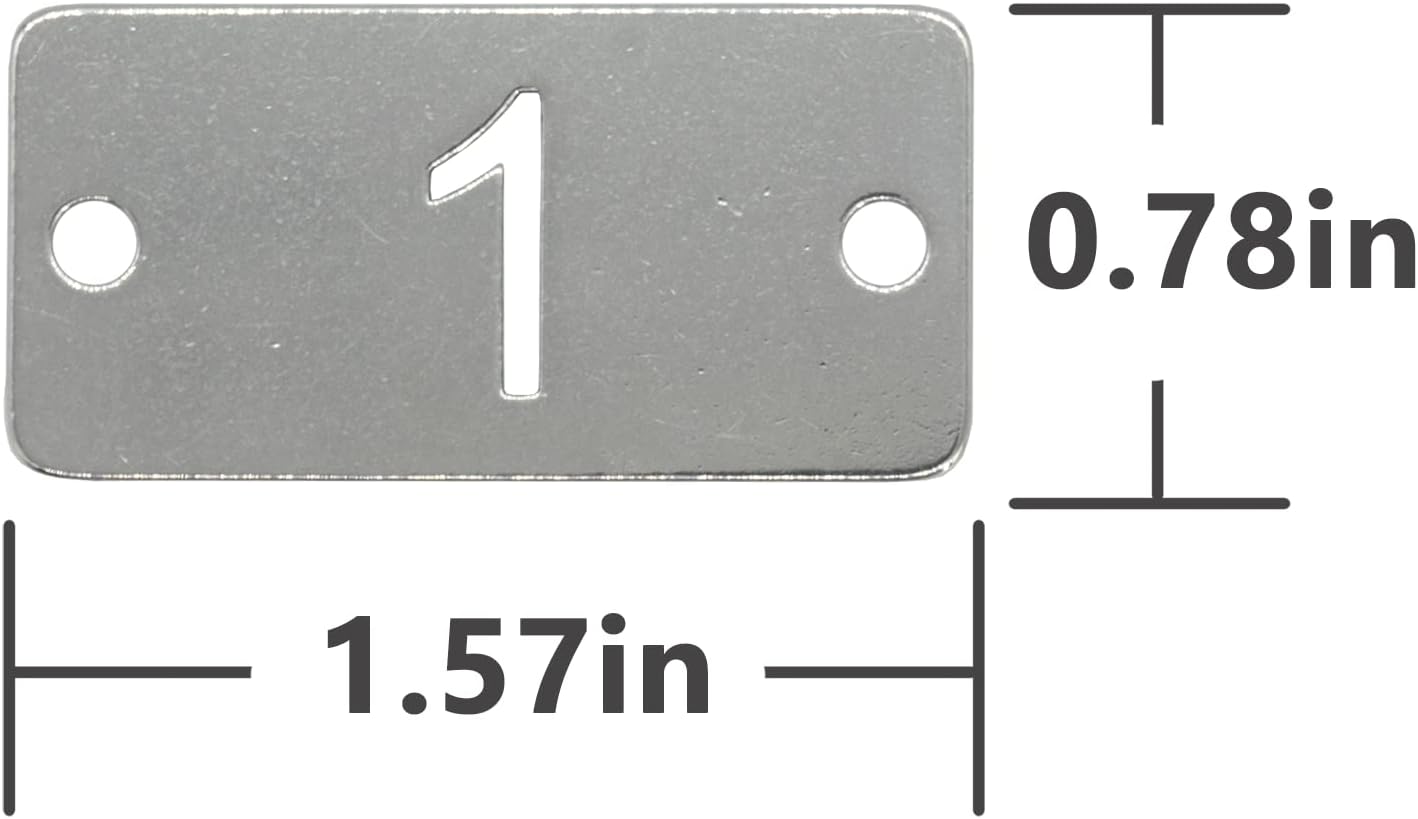 StayMax Rectangle Metal Hollowed Numbered Tags - Stainless Steel Key Tags (1-25) - Image 2
