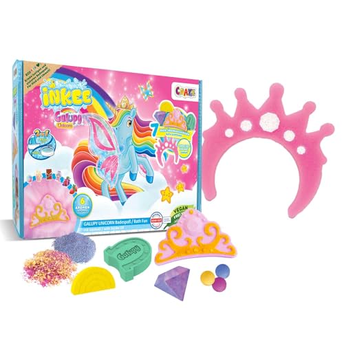 INKEE Set de Bain GALUPY | Coffret de Bain Licorne avec 7 Additifs de Bain pour Enfants - Bombes de bain Licorne & Sels de Bain Enfant