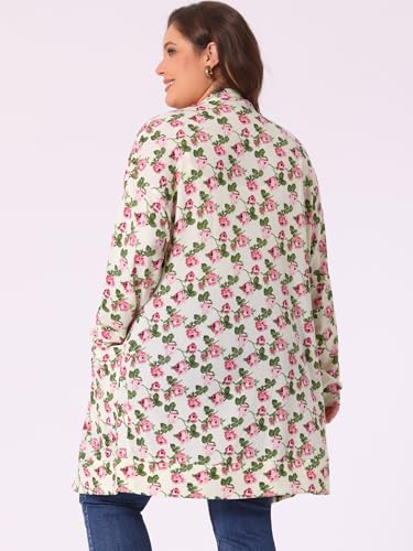 Image of Agnes Orinda Women's Plus Size Lightweight Cardigan Casual Soft Long Sleeve Floral Knit Cardigans with Pockets