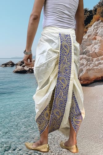 Image of Men's Ready to Wear Pant System MARWADI Embroidered Dhoti for Marriage, Party, Pooja, Festival etc. (GC009)