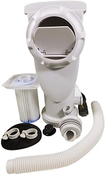 Summer Waves SFX1000 Complete Skimmer Filter Pump System for Above Ground Pools, 1000GPH, White, with 1.5" Fittings and Hose