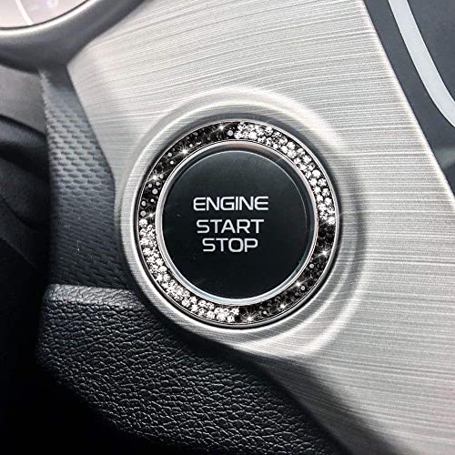 Image of ToBeQueen Car Bling Ring Crystal Car Stickers Rings Womens Car Decals,Bling Car Interior Accessory for Women,Black and White