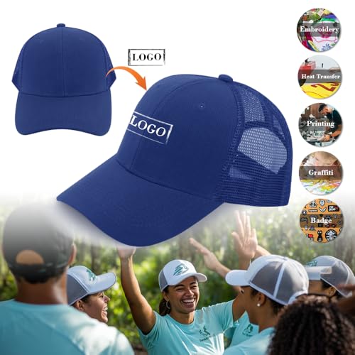 Image of ZH 24 Pack Blank Mesh Trucker Hats, Bulk Baseball Caps Adjustable for Men and Women, Wholesale Plain Snapback Caps