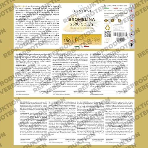 Bandini® Bromelain Strong | 180 magensaftresistente Kapseln | 1000 mg – 2500 GDU pro Tagesdosis (2 Kapseln) | 3-Monats-Vorrat | Maximale Bioverfügbarkeit | Natürlicher Ananasextrakt | 100% vegan – Bild 6