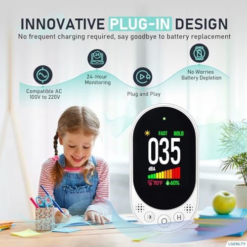 image for LSENLTY Decibel Meter Plug-in Wall, 30-130dB Sound Level Meter, Data H