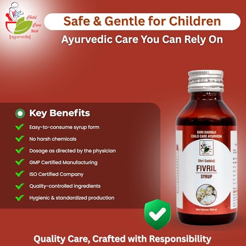 Shri Daddaji FIVRIL Syrup 100 ml | Ayurvedic Fever & Immunity Support Syrup for Children | Helps in Viral Fever, Cold & Body Ache | Natural Immune Support | GMP Certified - Image 5 thumbnail