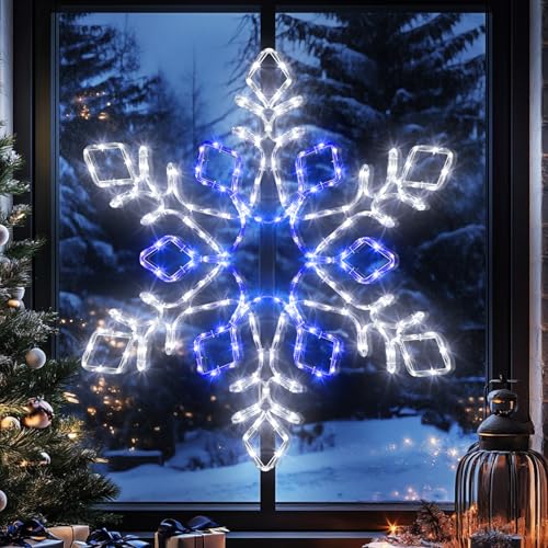 Joomer 35'' Christmas Large Snowflake Lights Decoration Waterproof Outdoor Christmas