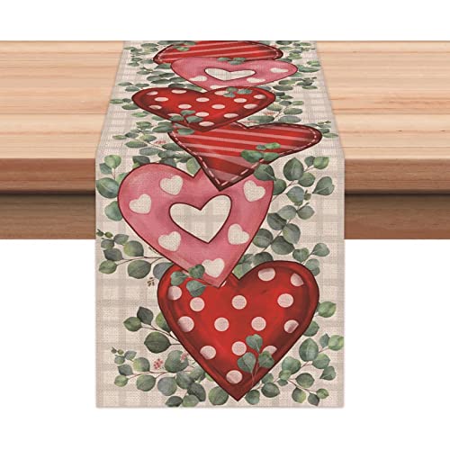 Blanketswarm Chemin de table pliable pour la Saint-Valentin, motif nain de table long et lavable (180 x 30 cm) - Rouge Cover