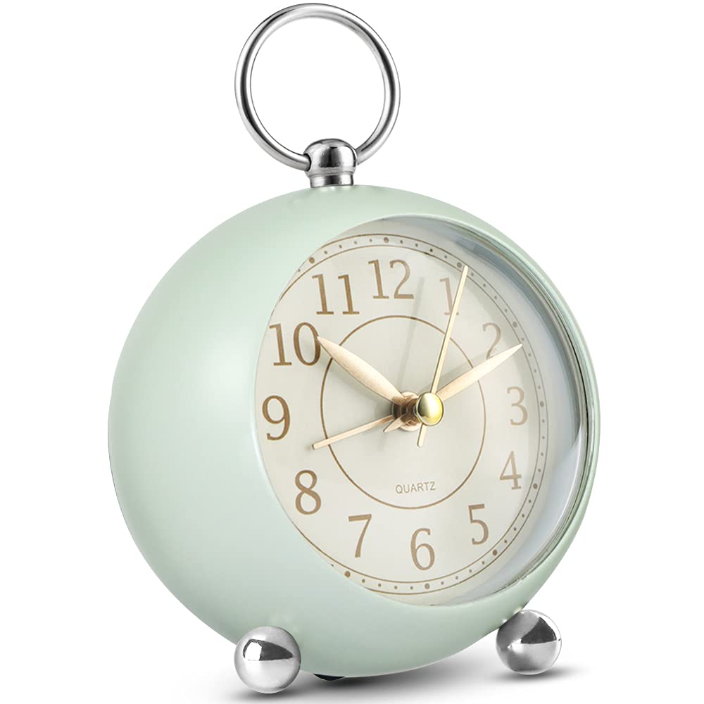 Silent Bedside Clocks Battery Operated Non Ticking Desk Clock Analogue Alarm Clock Bedroom Retro Alarm Clock Simple Loud Vintage Alarm Clocks with Light Large Display for Heavy Sleepers Office