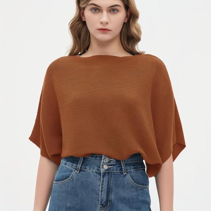 Image of Zilcon Woman Fashion Ribbed Batwing Sleeves Bagy Balloon Style Fit Tops for Women Women Formal, Casual, Office, Date, Outing, Party Tops